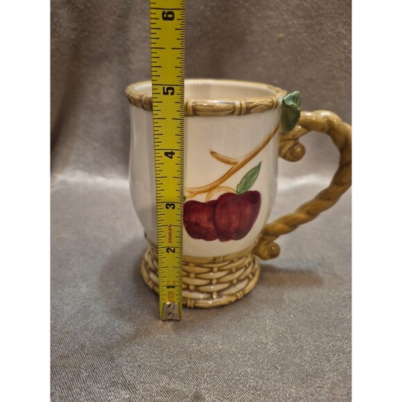 Apple Basket Cracker Barrel 5" Coffee Mug Red Apples Brown Wicker Weave - Picture 8 of 9